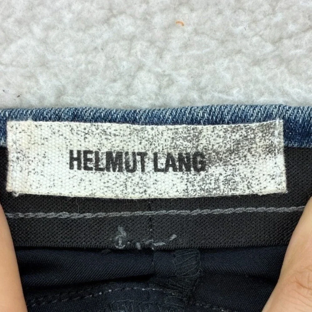 Helmut Lang Two Tone Panel Skinny Jeans Womens 24 Blue Black Stretch Designer